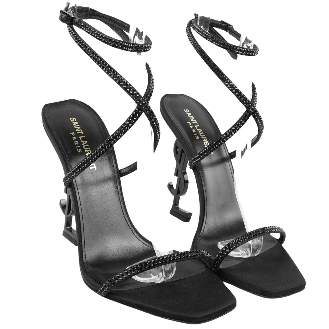 Saint Laurent Opyum Crystal Sandals in Black - Discounts on Saint Laurent at UAL