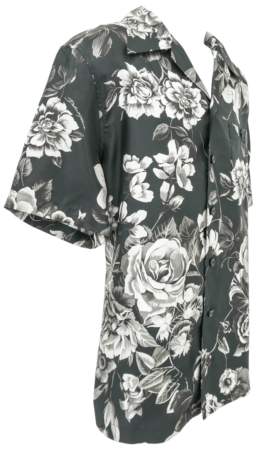 Dolce & Gabbana Floral Print Silk Shirt in Black - Discounts on Dolce & Gabbana at UAL