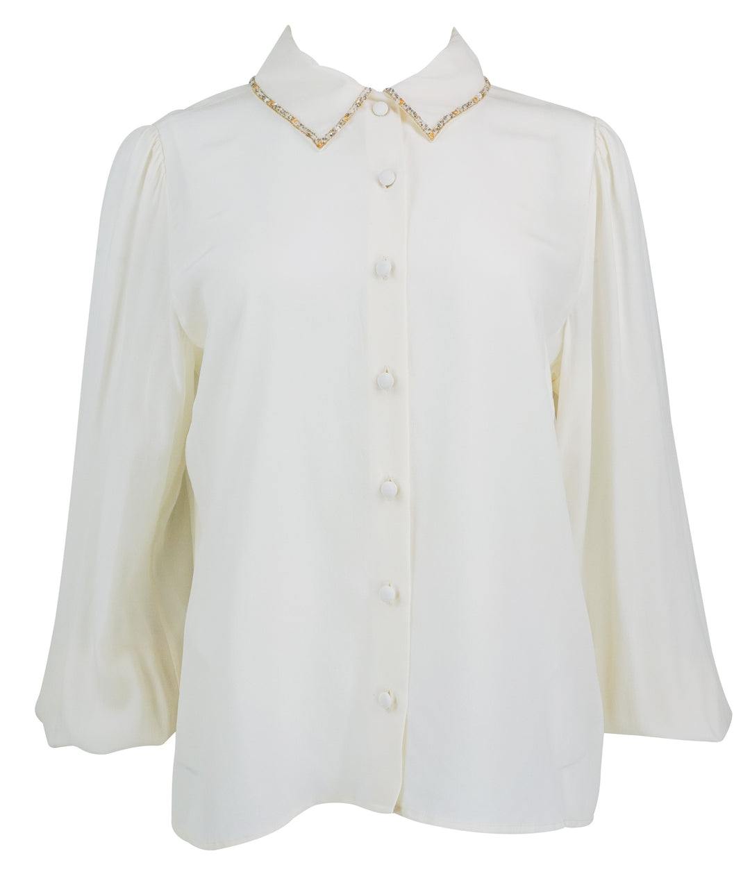 Frame The Beaded Staple Blouse in Cream - Discounts on Frame at UAL