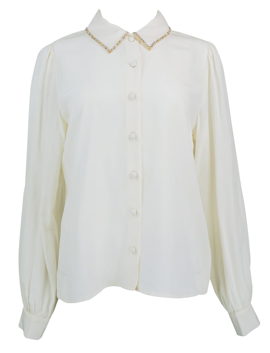 Frame The Beaded Staple Blouse in Cream - Discounts on Frame at UAL