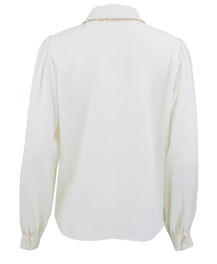Frame The Beaded Staple Blouse in Cream - Discounts on Frame at UAL