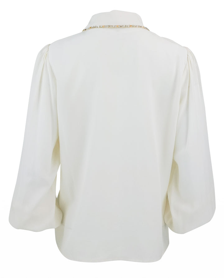 Frame The Beaded Staple Blouse in Cream - Discounts on Frame at UAL