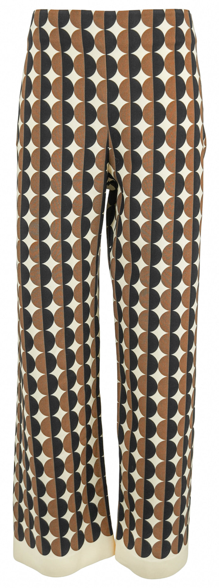Oscar de la Renta Printed Wide Leg Pants in Khaki and Cream