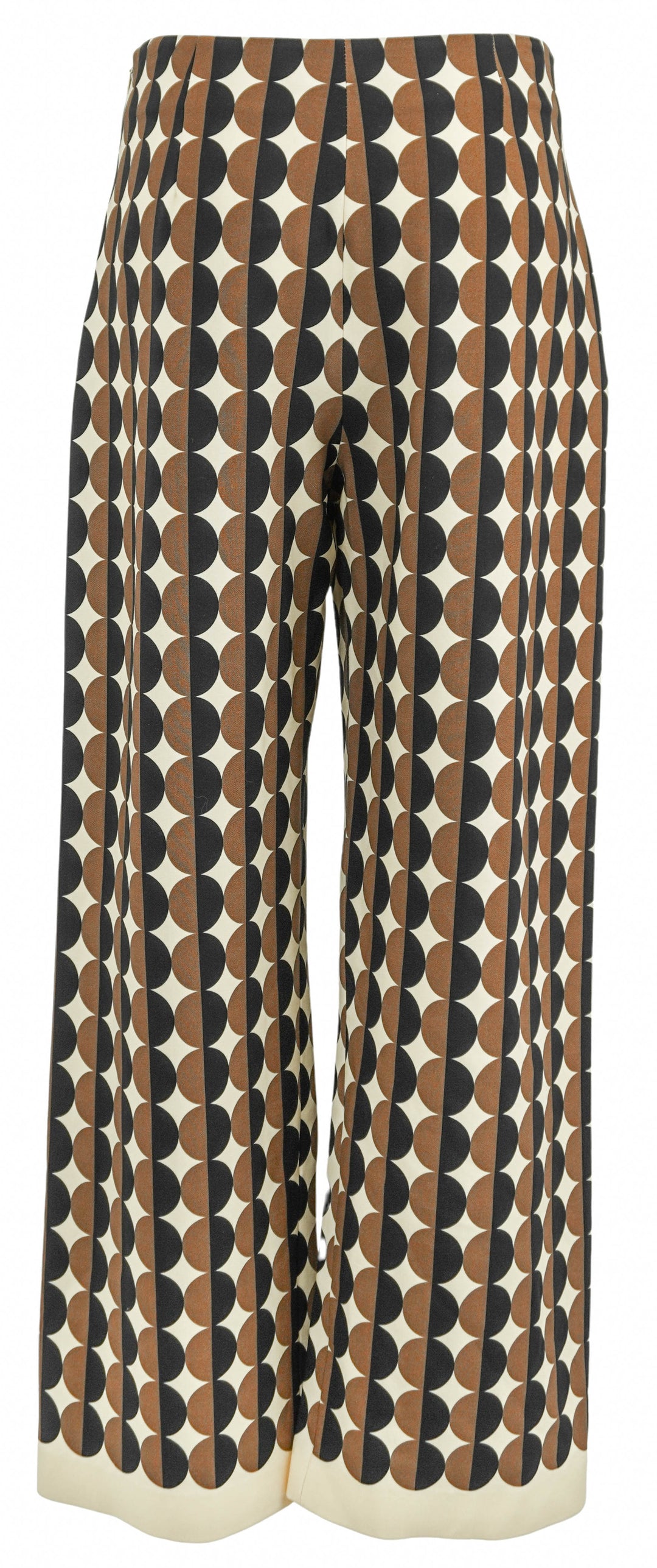 Oscar de la Renta Printed Wide Leg Pants in Khaki and Cream