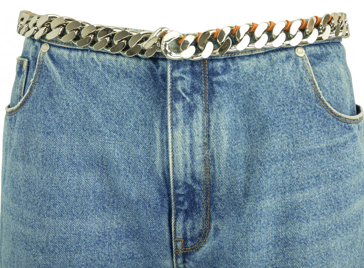 Stella McCartney Chain Belt Jeans in Blue Denim