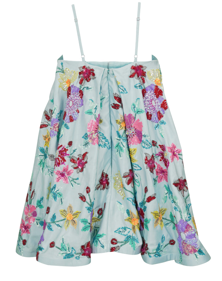 La Fuori Rhapsody Floral Embroidered Dress in Light Blue - Discounts on La Fuori at UAL