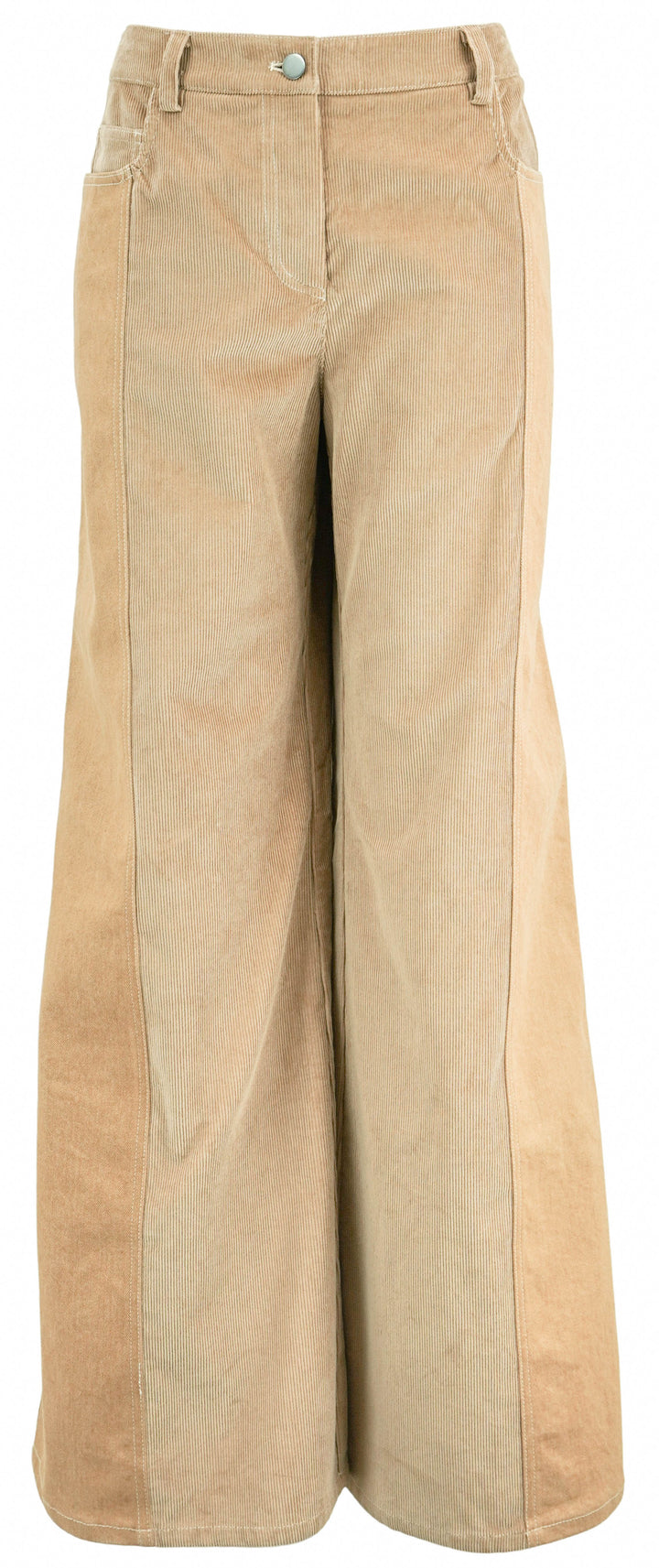 TWP Corduroy Contrast Panel Wide Leg Pants in Warm Beige