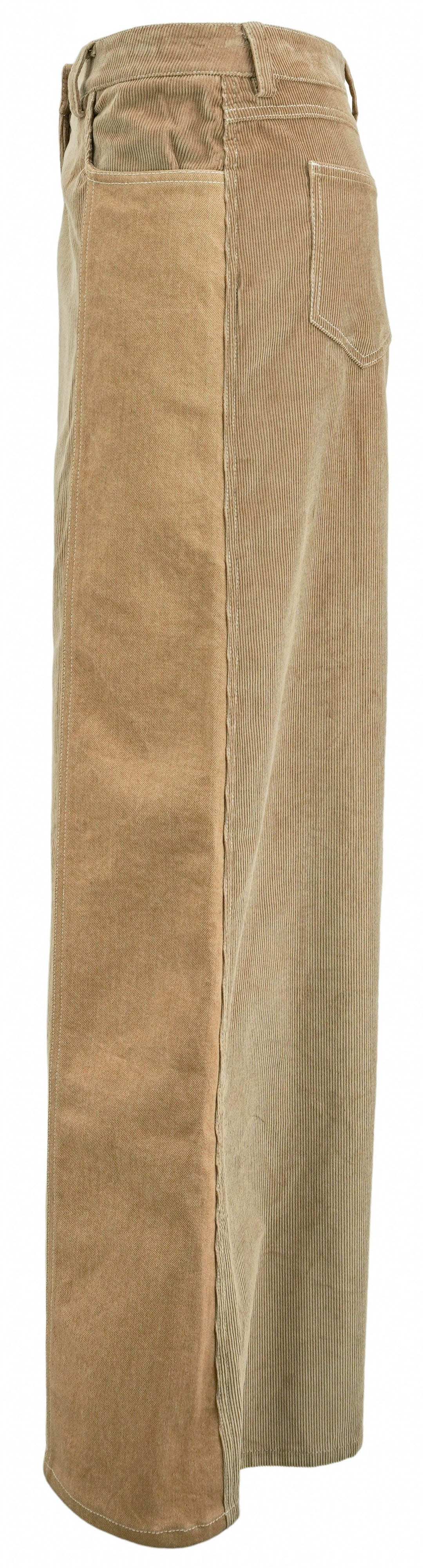 TWP Corduroy Contrast Panel Wide Leg Pants in Warm Beige