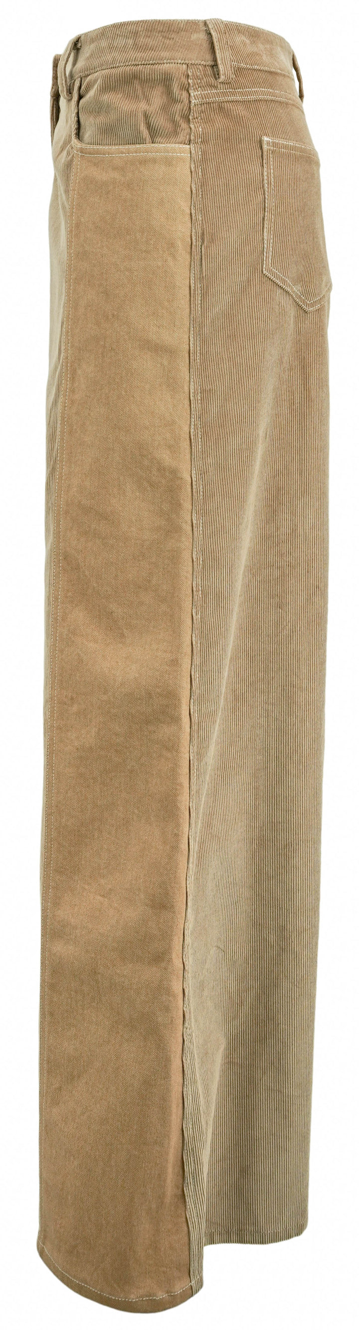 TWP Corduroy Contrast Panel Wide Leg Pants in Warm Beige