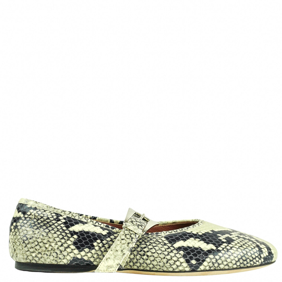 Paris Texas Sveva Buckle Ballet Flats in Printed Python - Discounts on Paris Texas at UAL