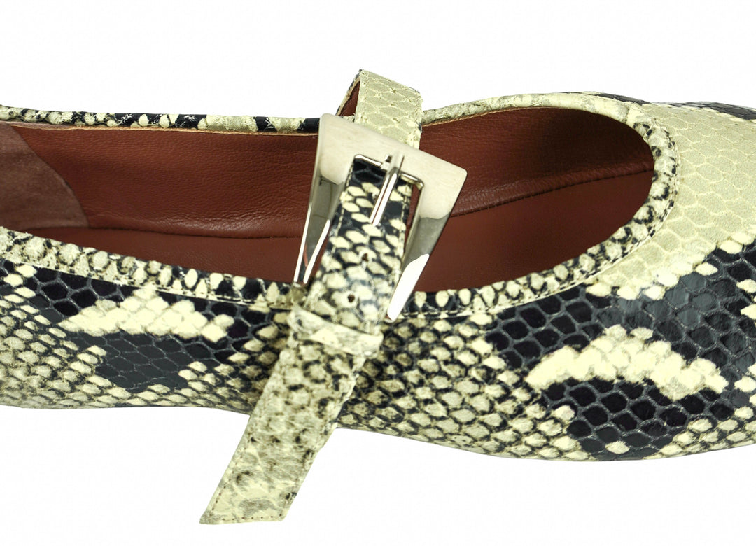 Paris Texas Sveva Buckle Ballet Flats in Printed Python - Discounts on Paris Texas at UAL