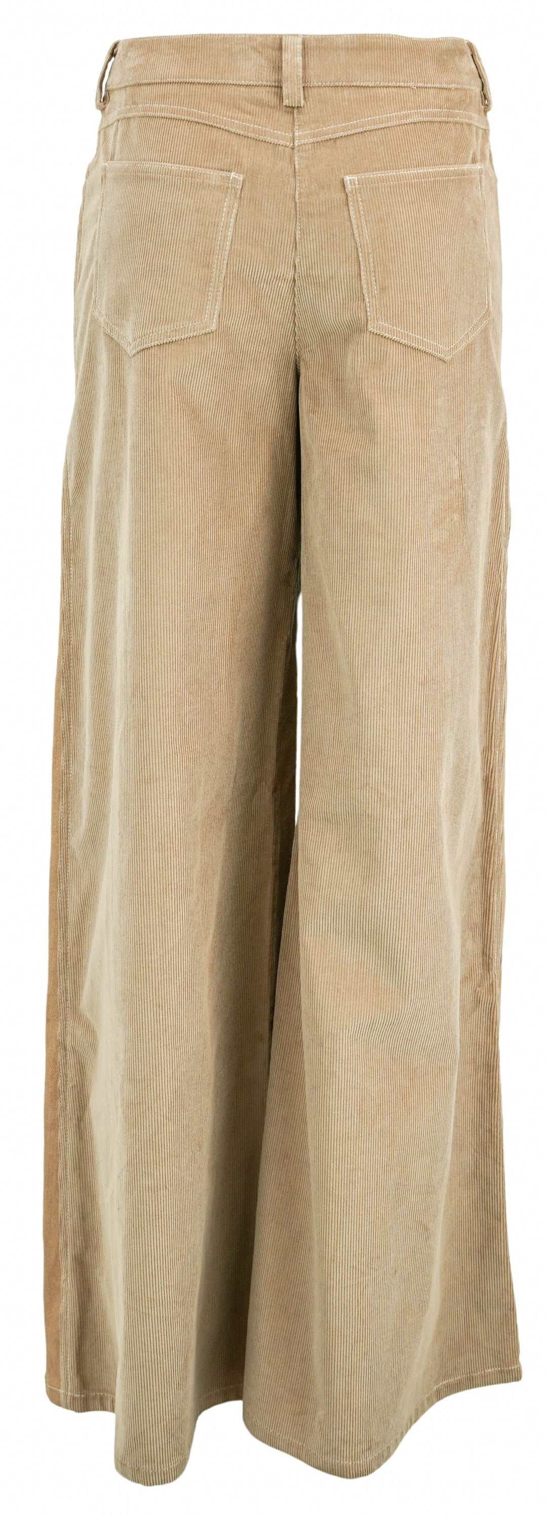 TWP Corduroy Contrast Panel Wide Leg Pants in Warm Beige