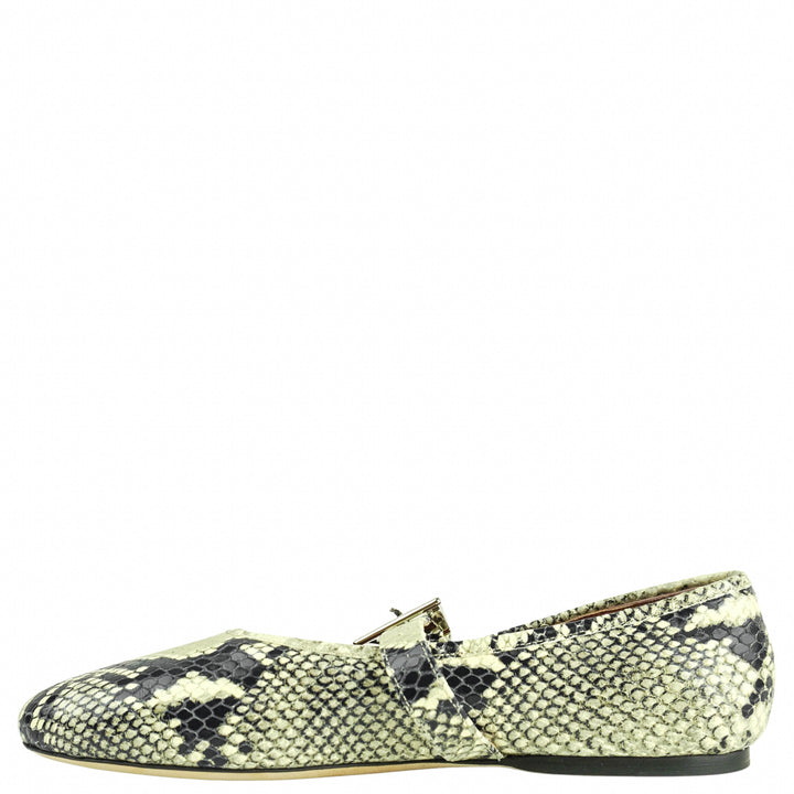 Paris Texas Sveva Buckle Ballet Flats in Printed Python - Discounts on Paris Texas at UAL