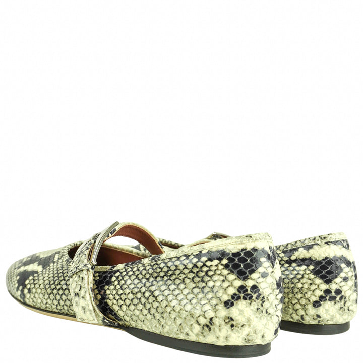 Paris Texas Sveva Buckle Ballet Flats in Printed Python - Discounts on Paris Texas at UAL