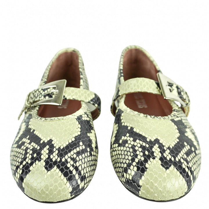 Paris Texas Sveva Buckle Ballet Flats in Printed Python - Discounts on Paris Texas at UAL