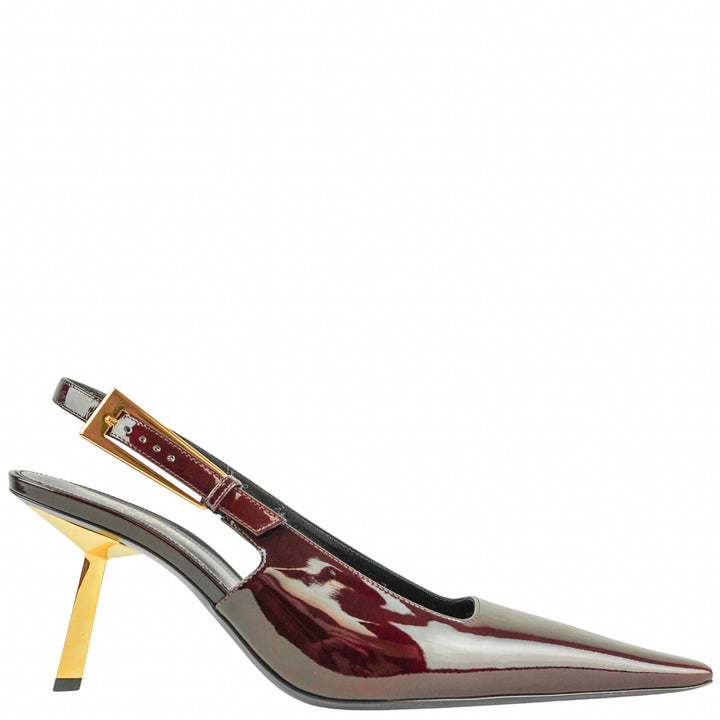 Saint Laurent Patent Leather Lee Slingback Pumps in Marron Glace - Discounts on Saint Laurent at UAL