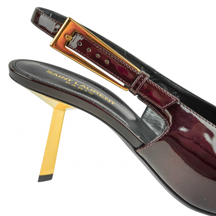 Saint Laurent Patent Leather Lee Slingback Pumps in Marron Glace - Discounts on Saint Laurent at UAL