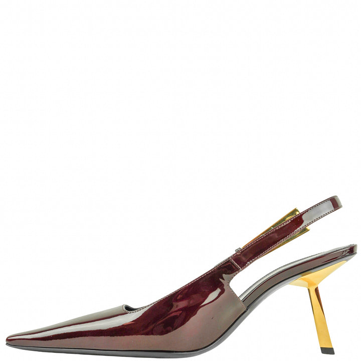 Saint Laurent Patent Leather Lee Slingback Pumps in Marron Glace - Discounts on Saint Laurent at UAL