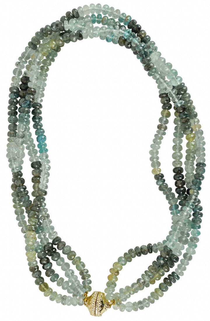 Clara Williams Aquamarine Beaded Necklace in Multi Green
