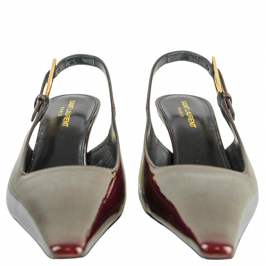 Saint Laurent Patent Leather Lee Slingback Pumps in Marron Glace - Discounts on Saint Laurent at UAL
