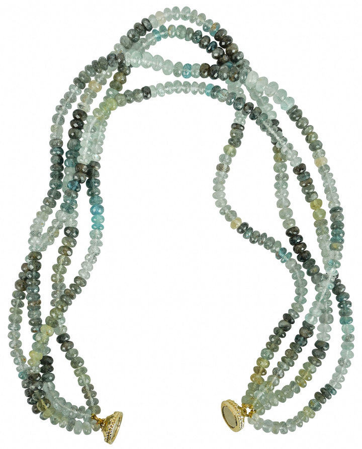 Clara Williams Aquamarine Beaded Necklace in Multi Green