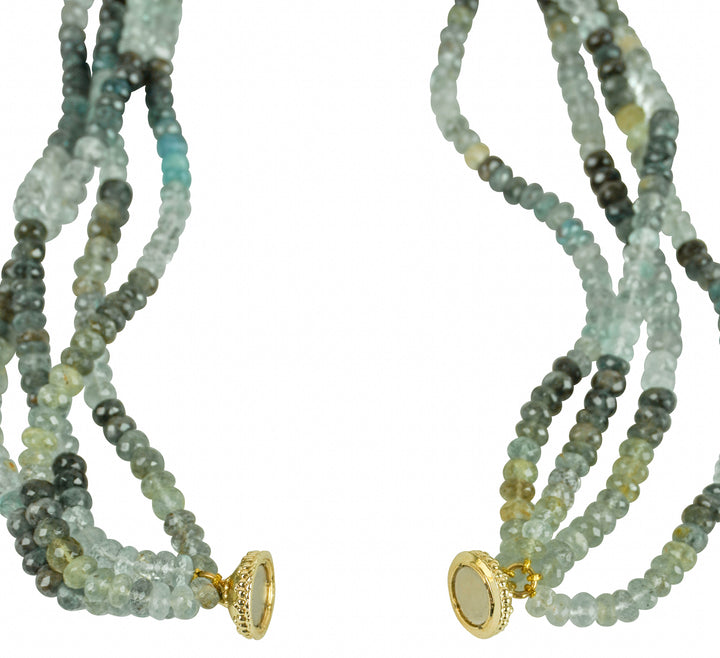 Clara Williams Aquamarine Beaded Necklace in Multi Green