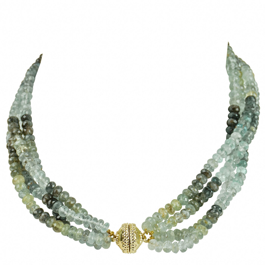 Clara Williams Aquamarine Beaded Necklace in Multi Green