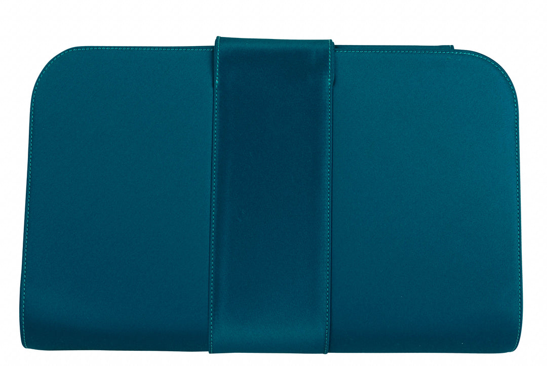 Renaud Pellegrino Bella Satin Clutch with Crystal in Blue