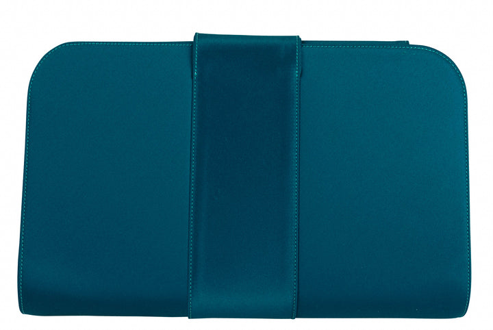 Renaud Pellegrino Bella Satin Clutch with Crystal in Blue