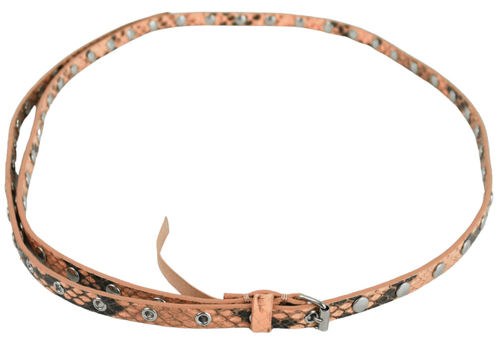 Dries Van Noten Studded Snakeskin Belt in Pink - Discounts on Dries Van Noten at UAL