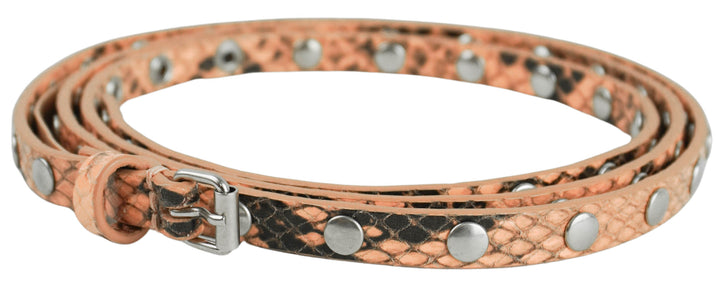 Dries Van Noten Studded Snakeskin Belt in Pink - Discounts on Dries Van Noten at UAL