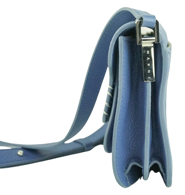 Marni Embroidered East/West Trunk Crossbody in Grey Blue - Discounts on Marni at UAL
