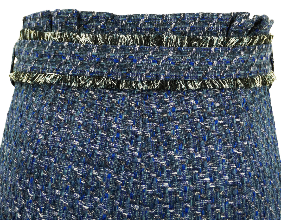 Christy Lynn Tweed Shorts with Belt in Blue Multi