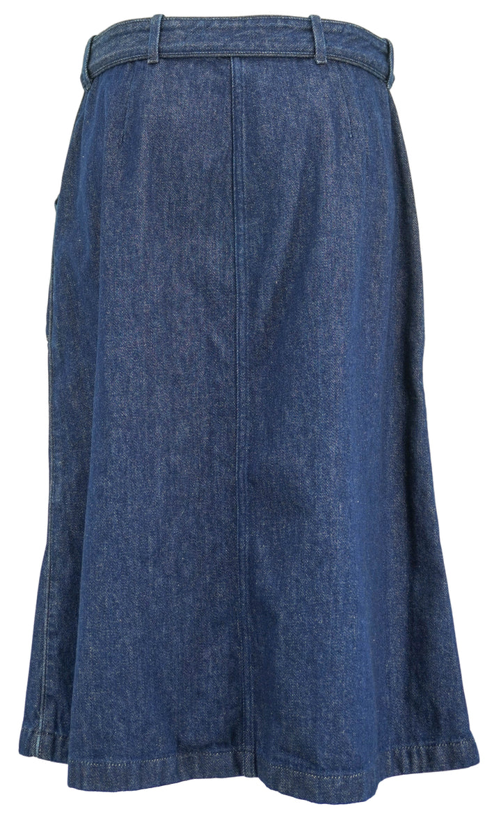 Dries Van Noten Belted Denim Midi Skirt in Dark Blue
