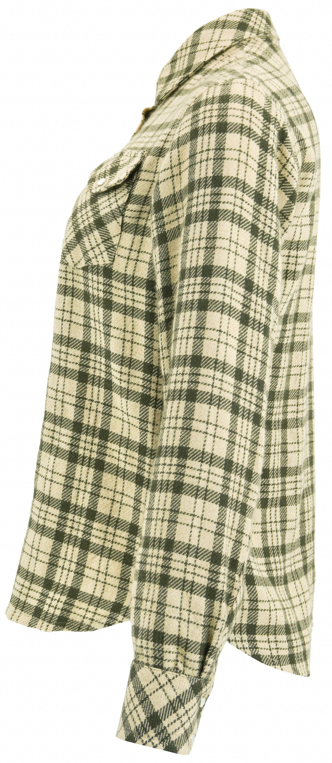 Richard Grand Cashmere Plaid Top in Green and Ecru - Discounts on Richard Grand at UAL