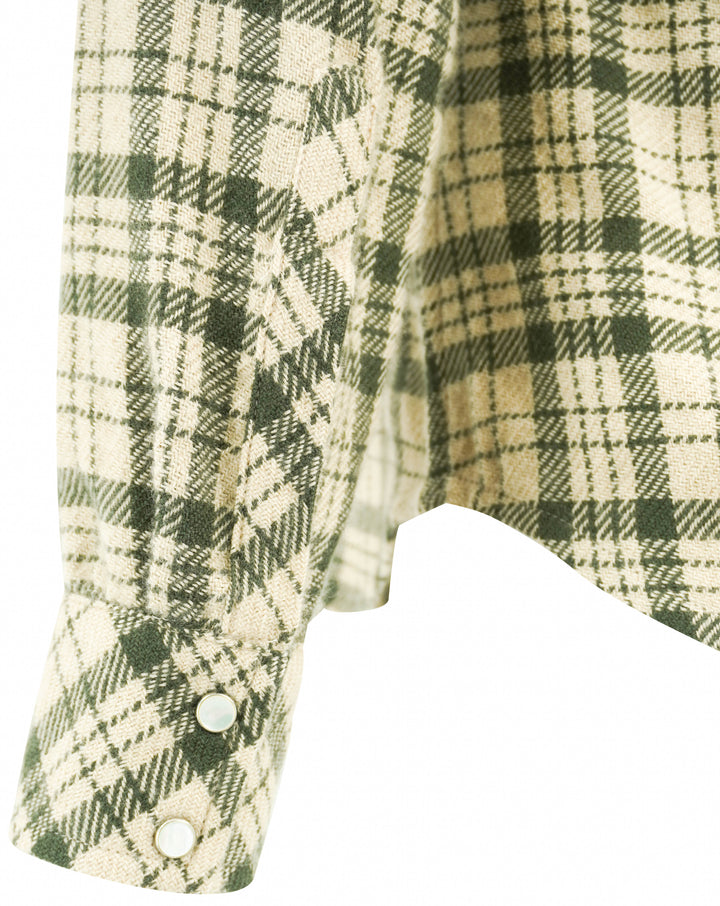 Richard Grand Cashmere Plaid Top in Green and Ecru - Discounts on Richard Grand at UAL