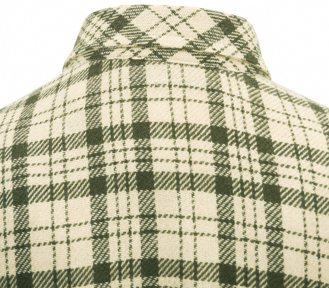 Richard Grand Cashmere Plaid Top in Green and Ecru - Discounts on Richard Grand at UAL