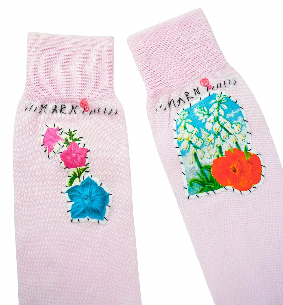 Marni Flower Patch Socks in Pink Gummy