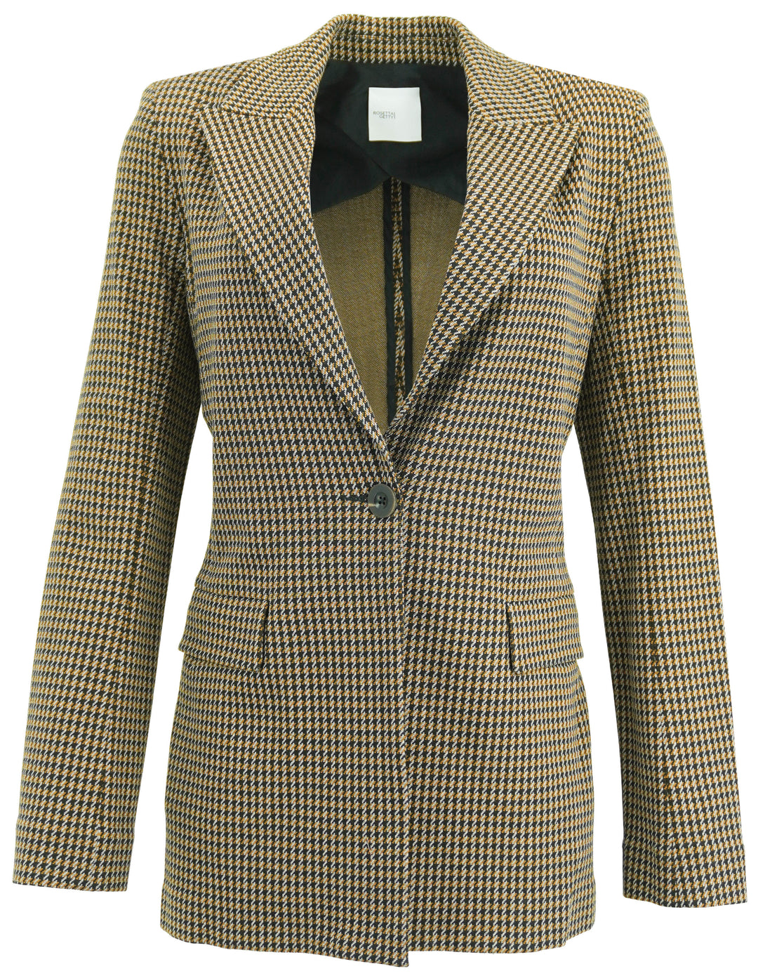 Rosetta Getty Houndstooth Peak Lapel Blazer in Brown Multi - Discounts on Rosetta Getty at UAL