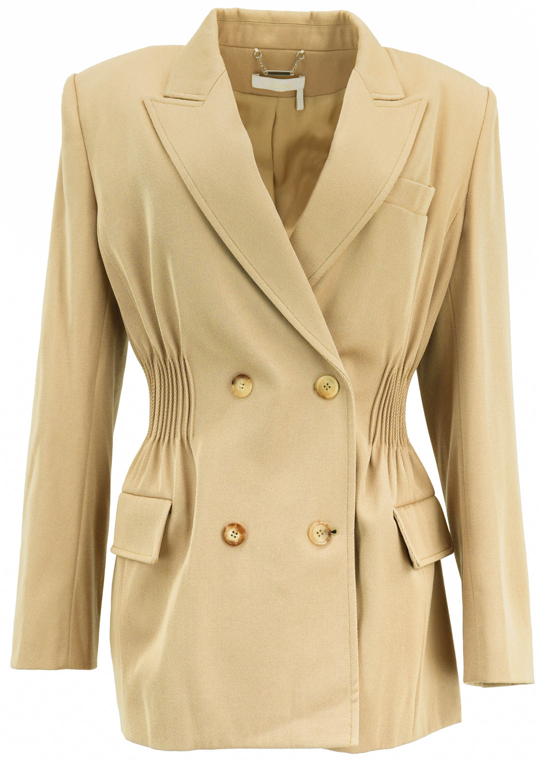 Chloé Cinched Waist Blazer in Pearl Beige - Discounts on Chloé at UAL