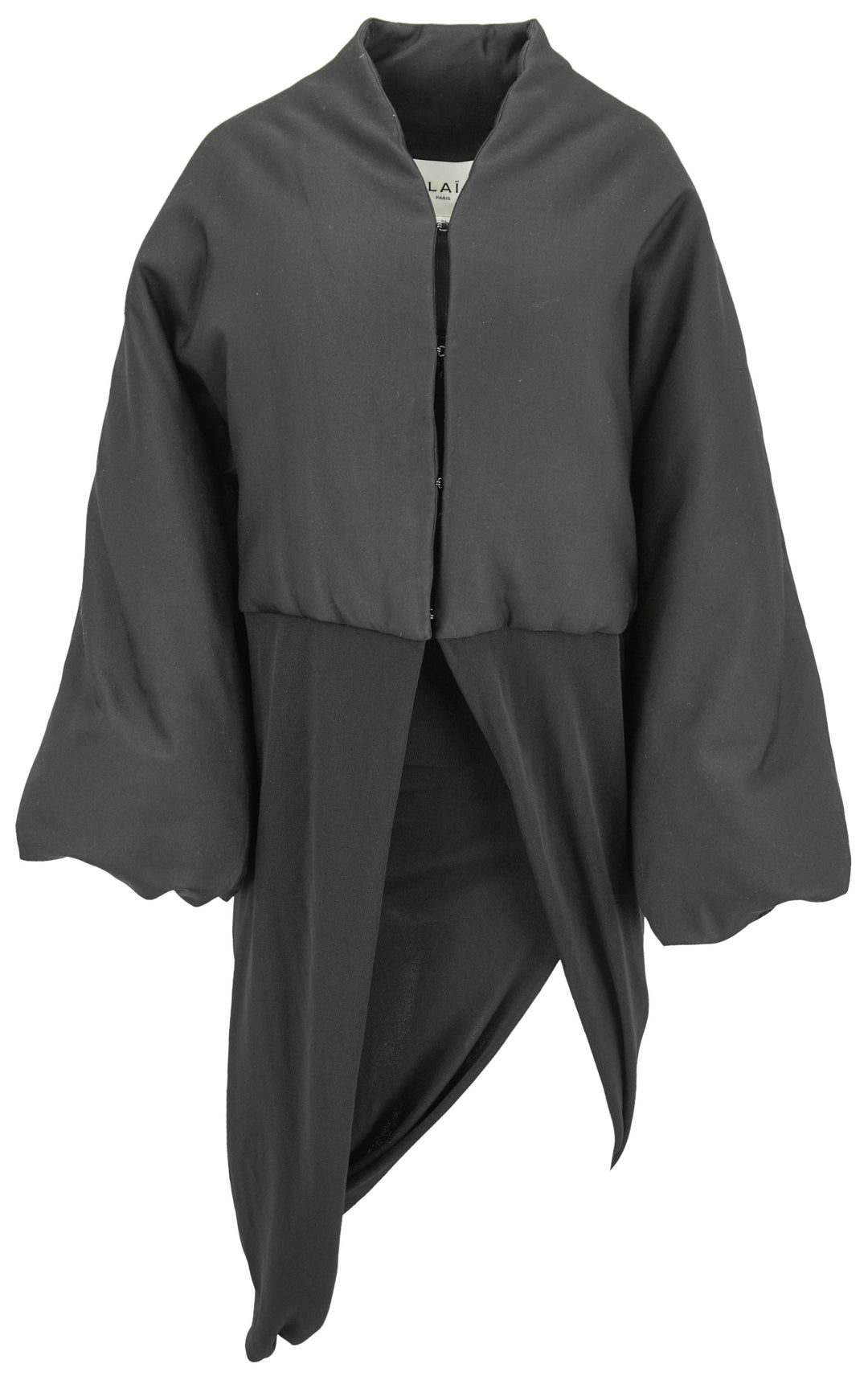 ALAÏA Bi-Fabric Wool Satin Coat in Black