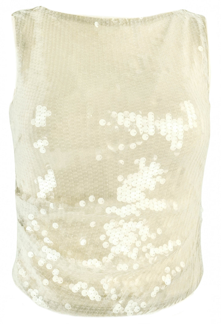 Staud Eton Sequin Sleeveless Top in Moon - Discounts on Staud at UAL