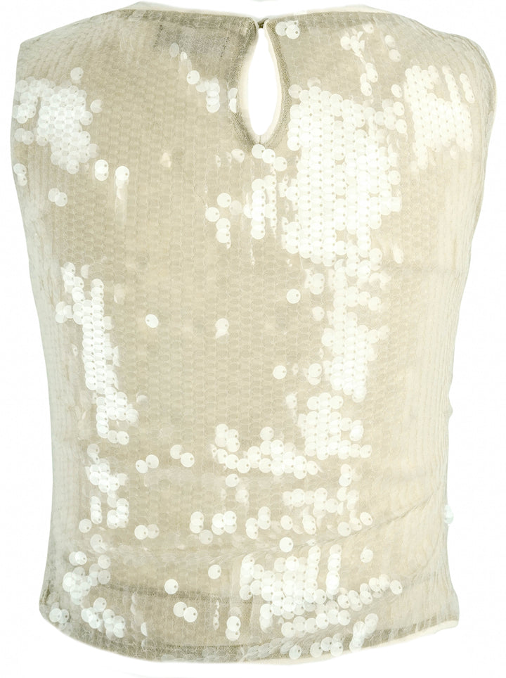 Staud Eton Sequin Sleeveless Top in Moon - Discounts on Staud at UAL