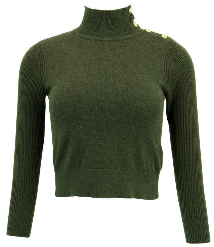 L'Agence Kamdyn Mock Neck Sweater in Moss
