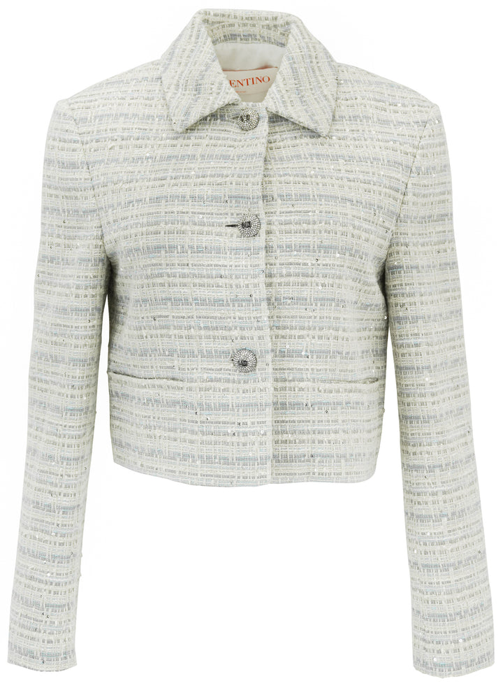 Valentino Tweed Jacket in Grey Blue