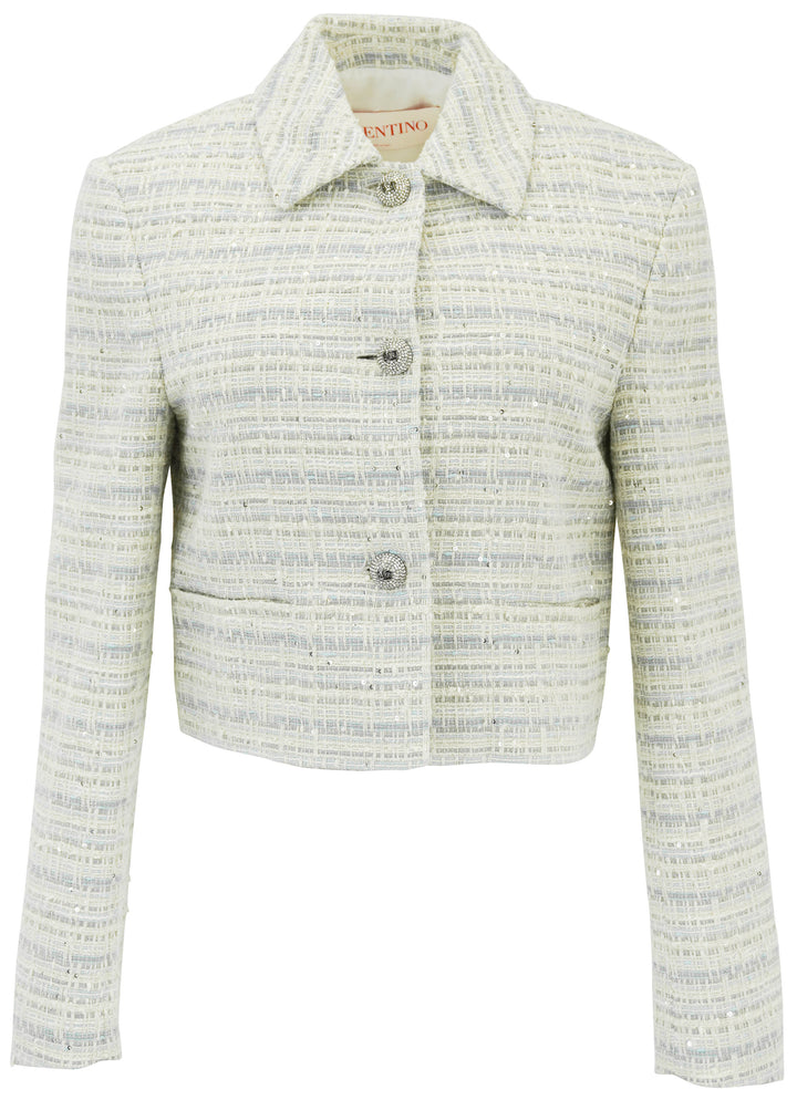 Valentino Tweed Jacket in Grey Blue