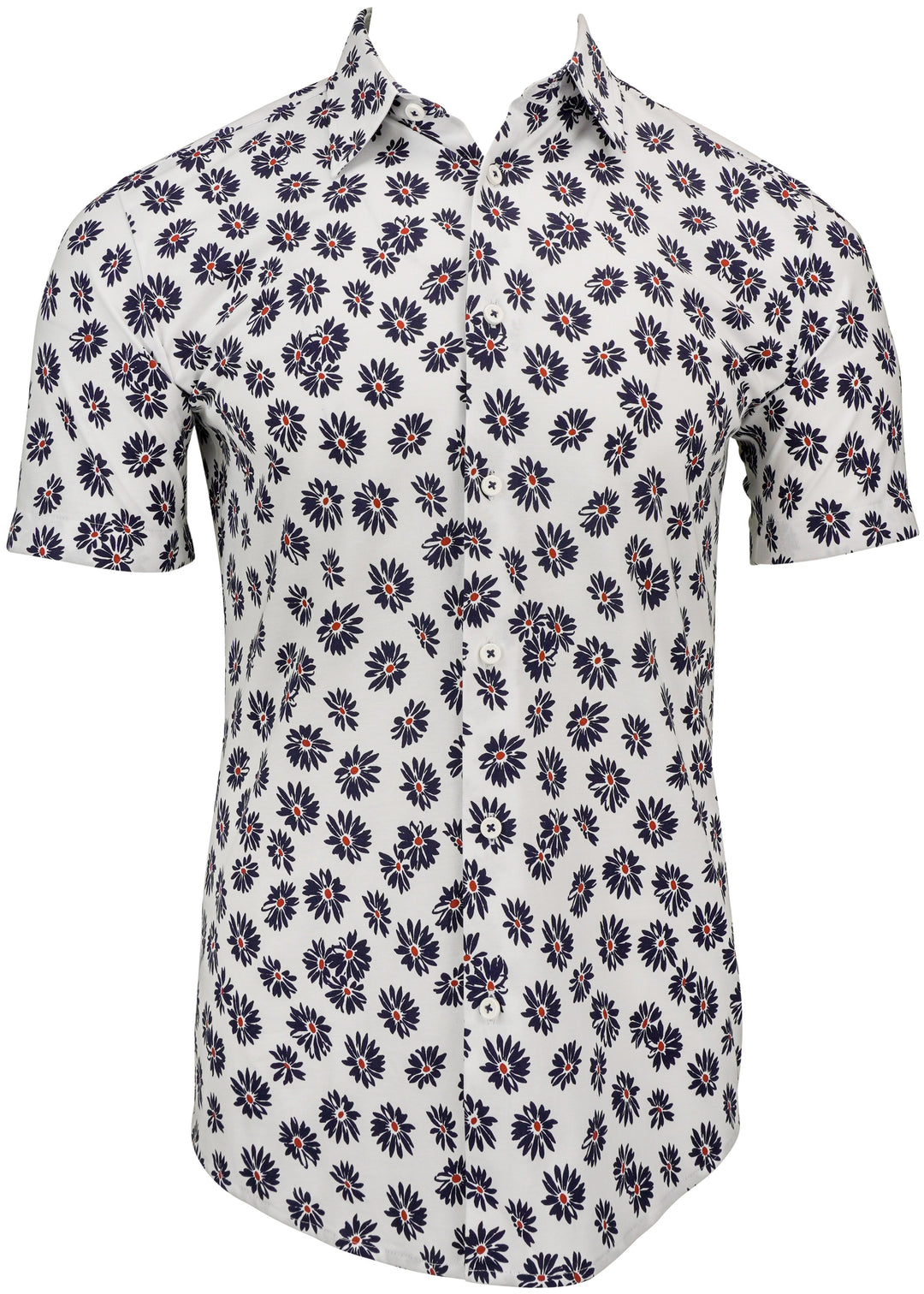 Boss Short Sleeve Flower Print Top in White Multi - Discounts on Hugo Boss at UAL