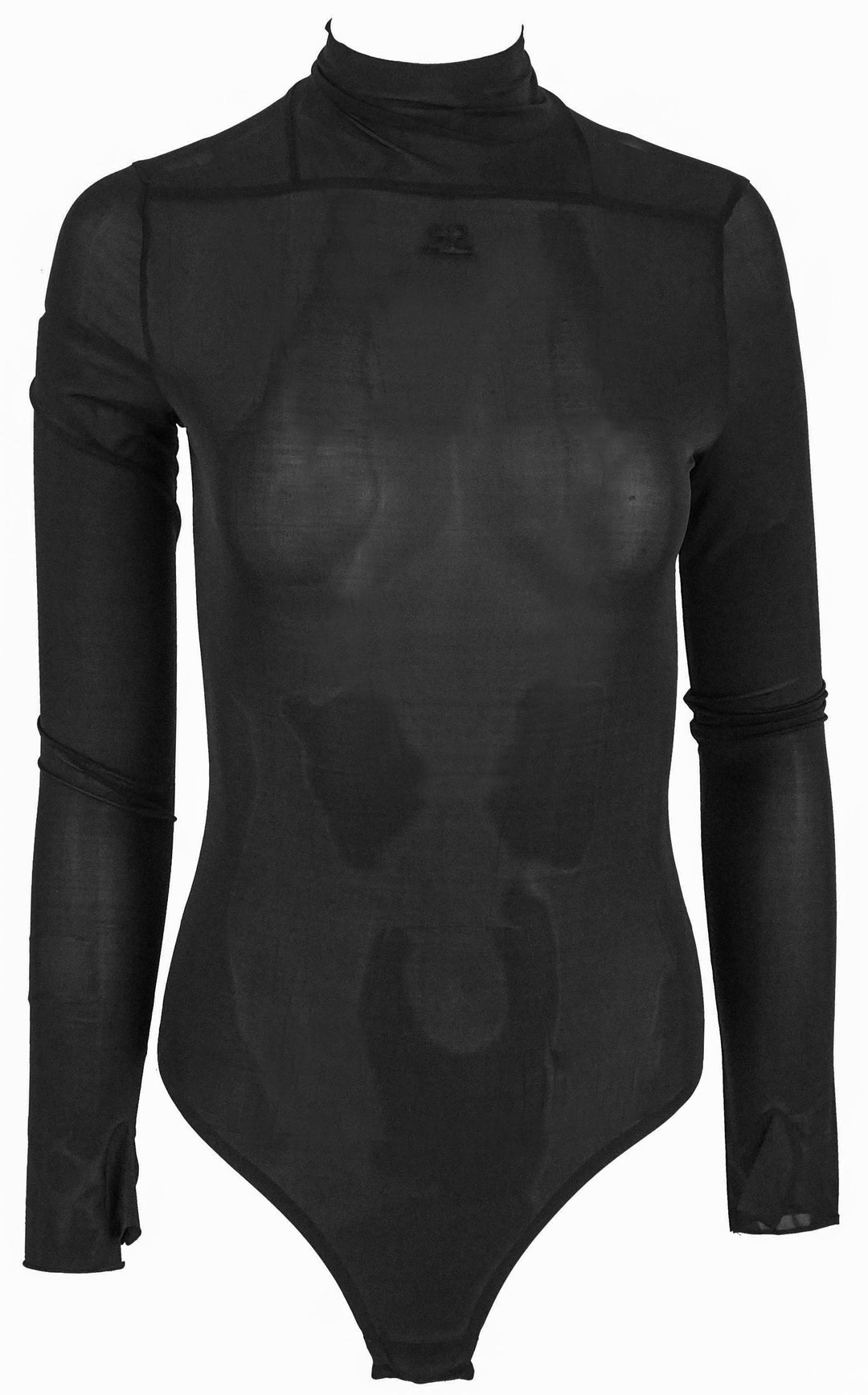 Courrèges Mesh Bodysuit in Black - Discounts on Courrèges at UAL