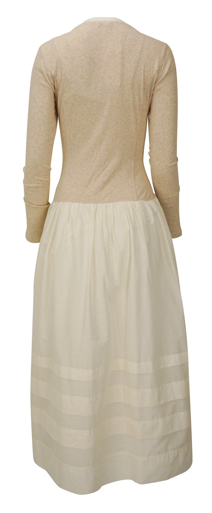 Ulla Johnson Quincy Drop Waist Long Sleeve Dress in Beige and Cream - Discounts on Ulla Johnson at UAL