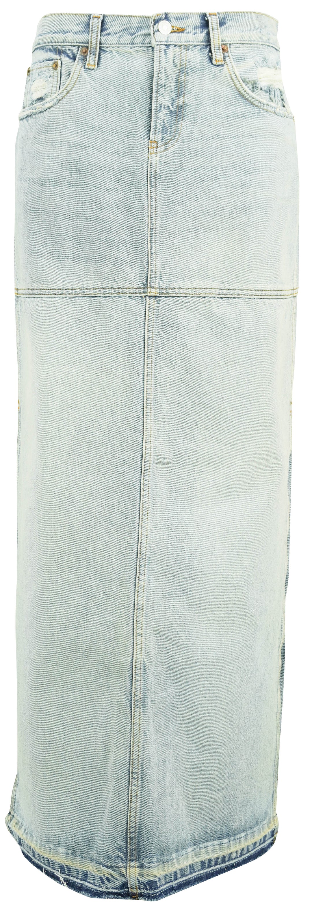 Re/Done Mid Rise Split Skirt in Ripped Tide - Discounts on RE/DONE at UAL
